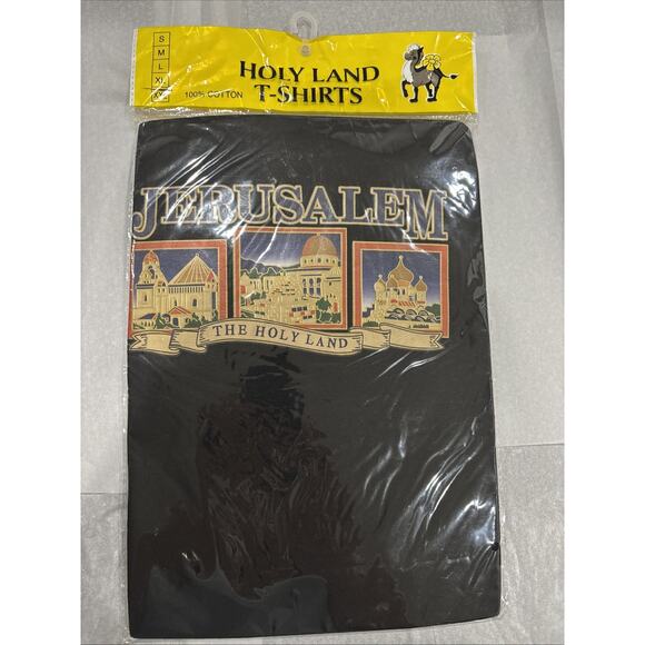 NWT Holy Land “Jerusalem” Black T-Shirt, Mens Large, Women XL, Chest 40” Read - Picture 1 of 7